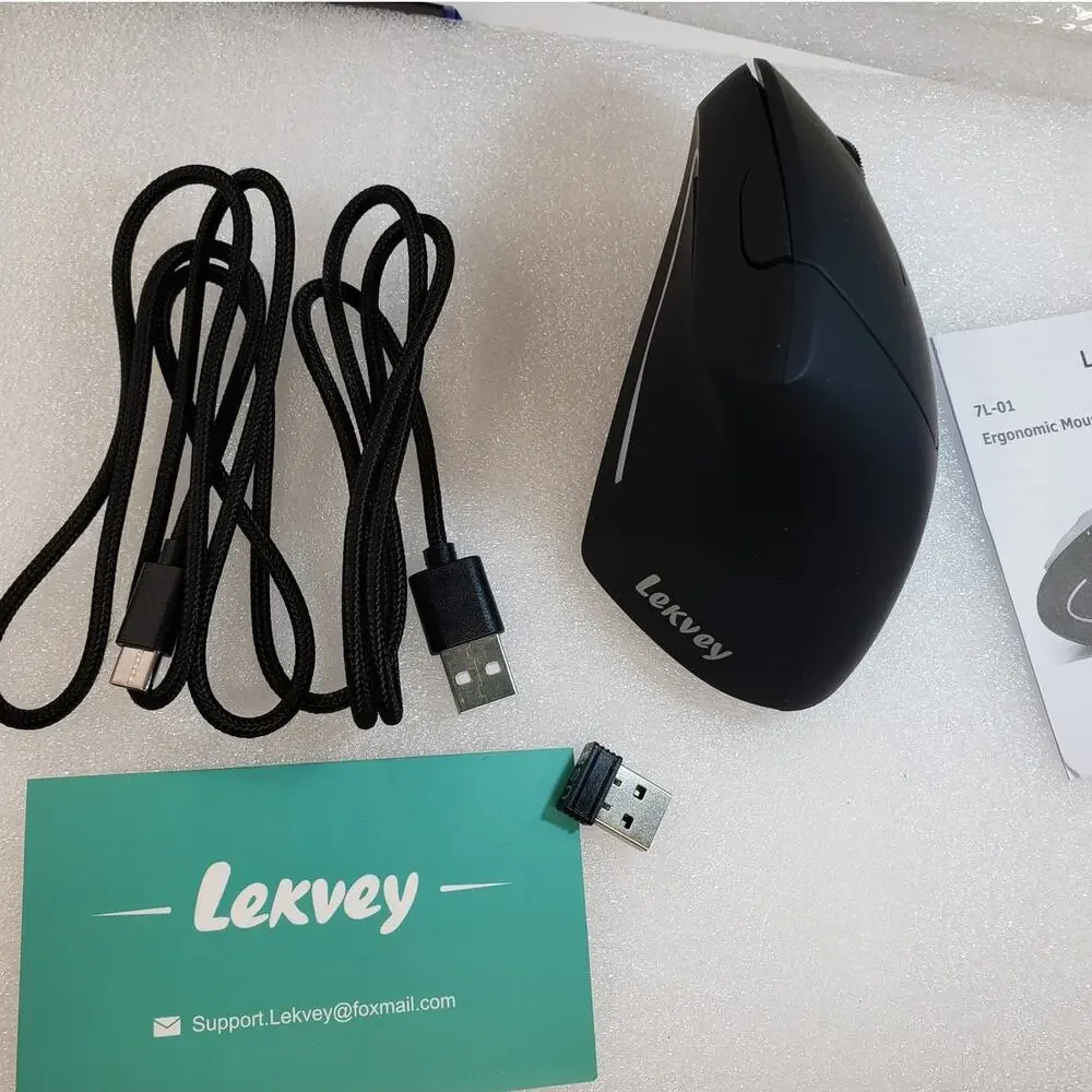 Lekvey Ergonomic Mouse, Vertical Wireless Mouse - Rechargeable 2.4GHz Optical